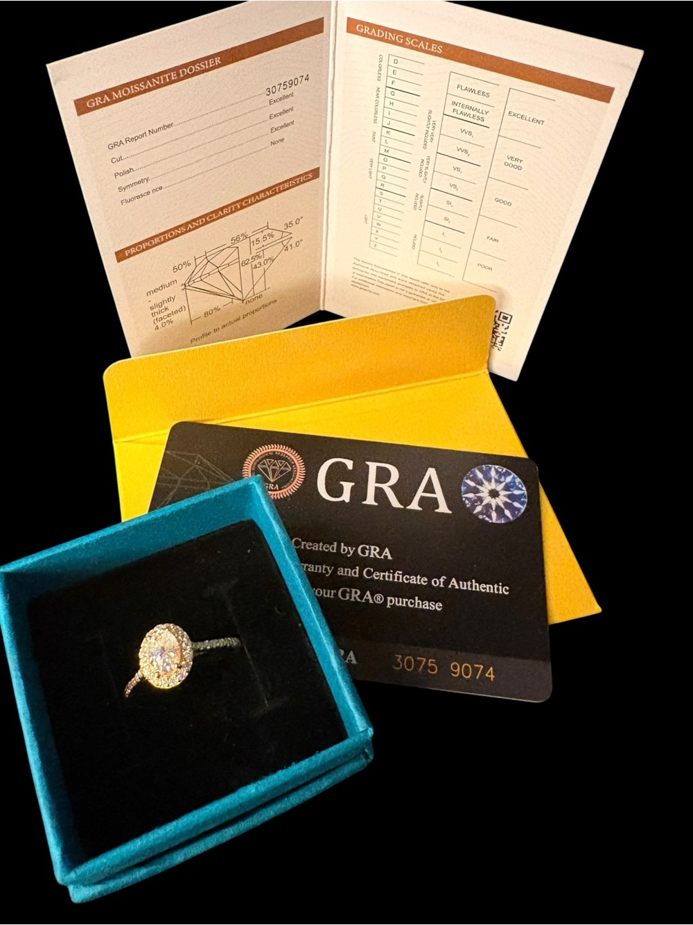 Oval Halo Moissanite Ring💍 Sterling Silver with Gold finish GRA cert sz6.5